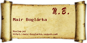 Mair Boglárka névjegykártya